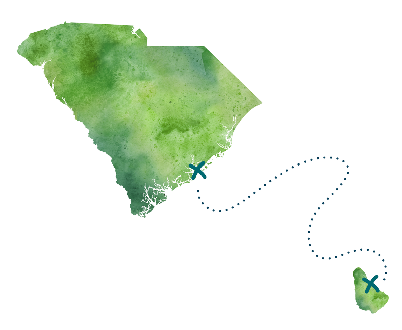map of south carolina line drawn to barbados